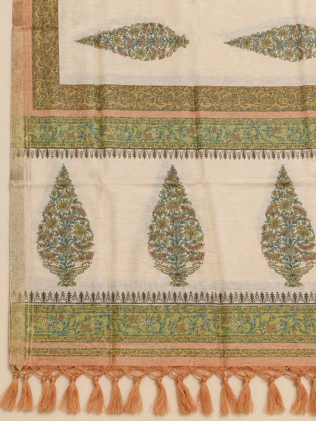 Peach Chanderi Embroidered Unstitched Dress Material