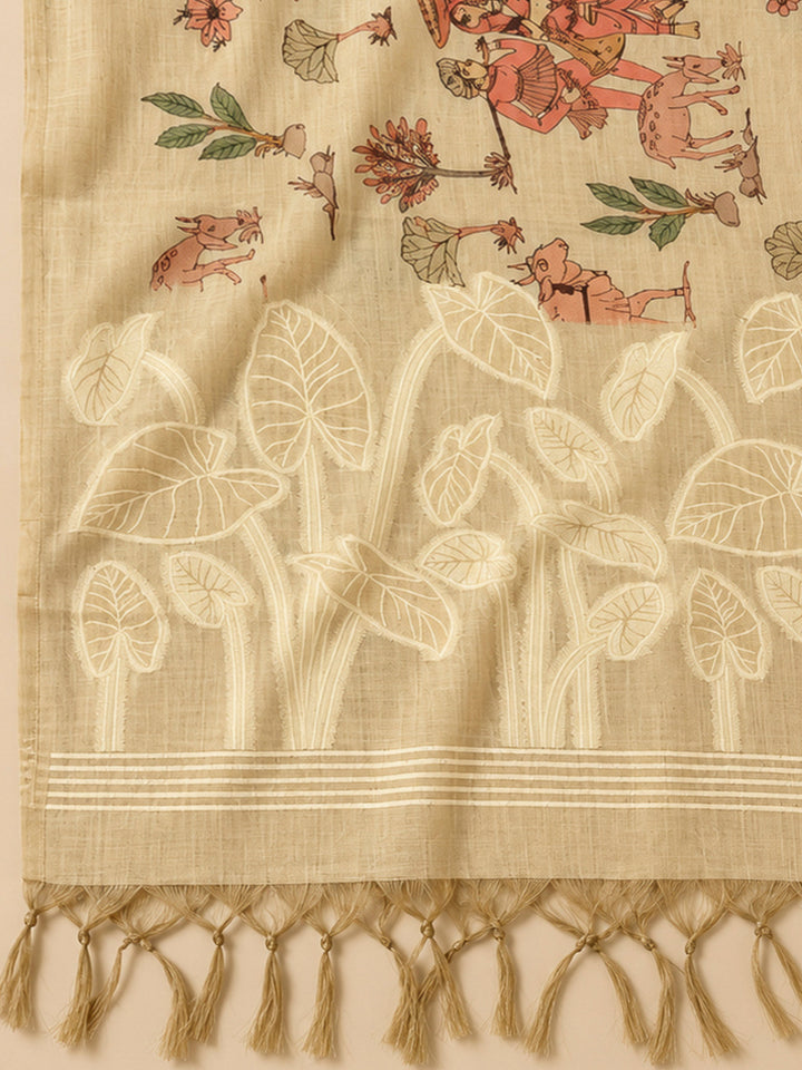 Rust Chanderi Embroidered Unstitched Dress Material