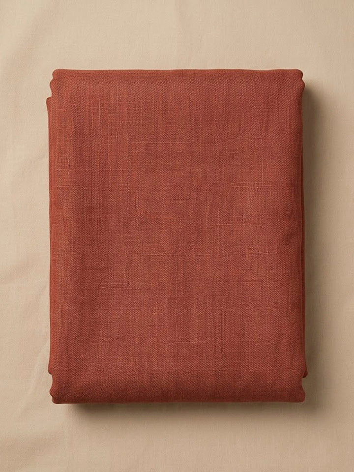 Rust Chanderi Embroidered Unstitched Dress Material