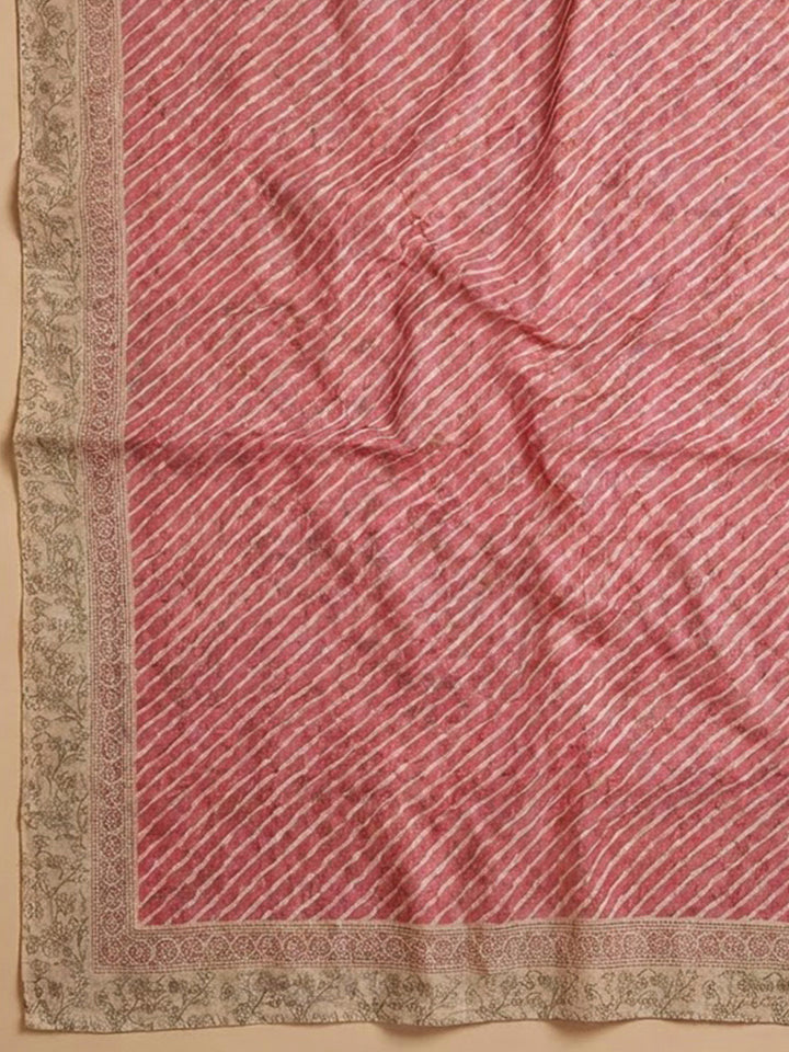 Onion Pink Chanderi Printed Unstitched Dress Material