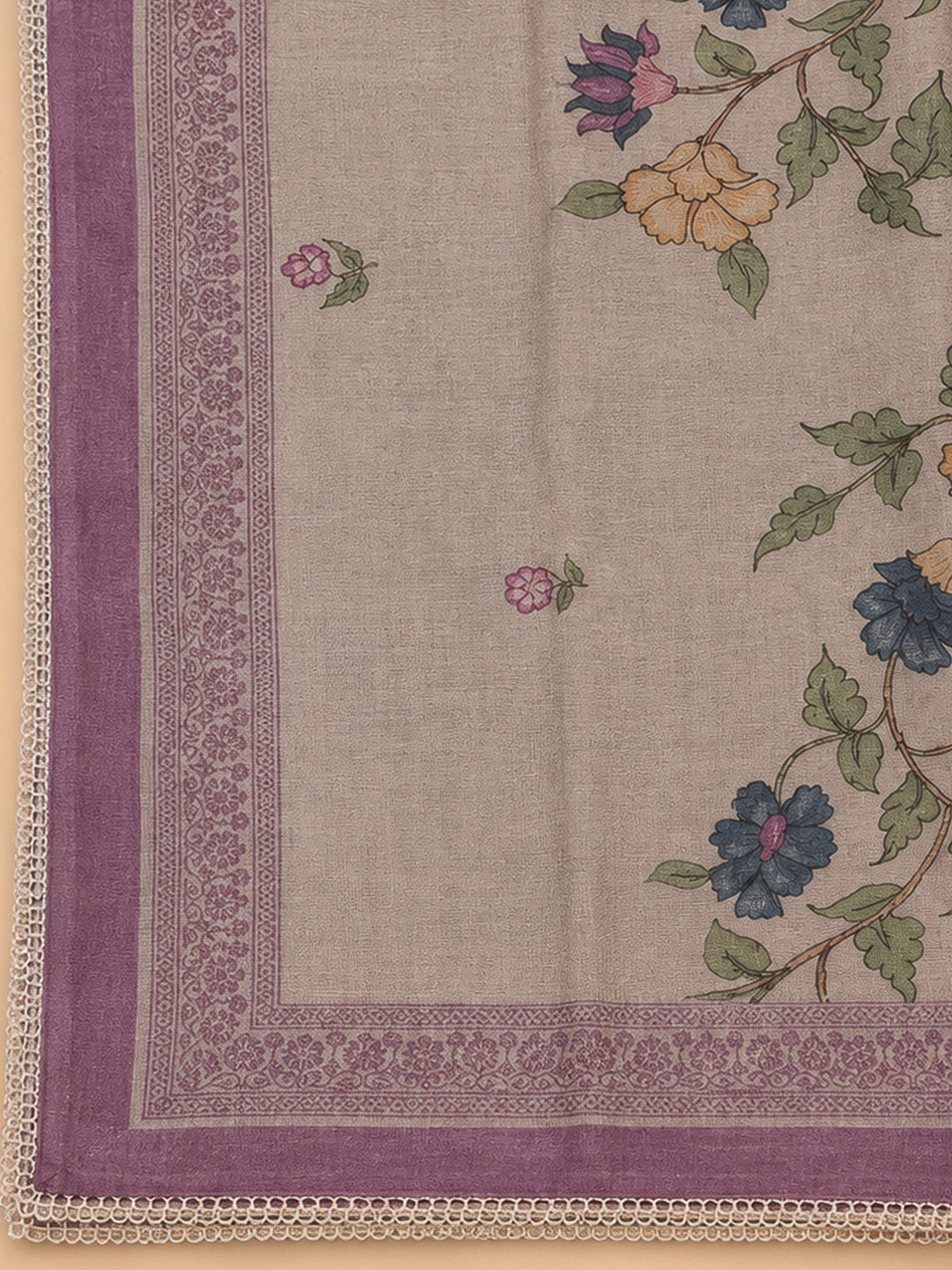 Purple Chanderi Printed Unstitched Dress Material