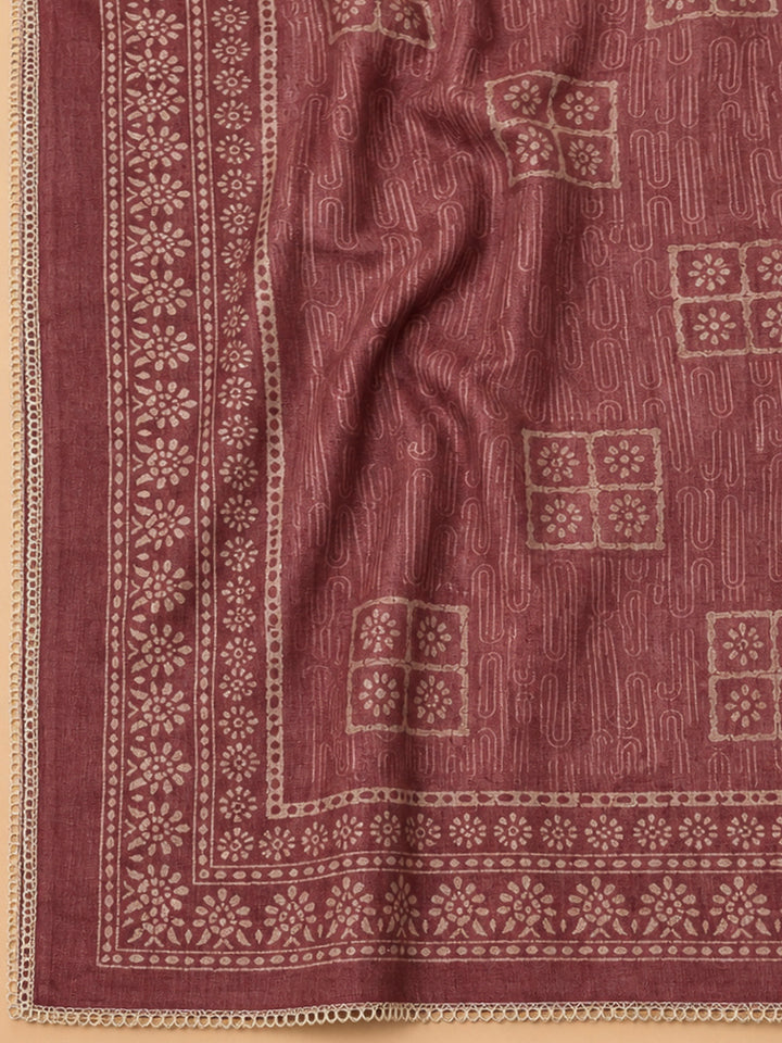 Onion Pink Chanderi Embroidered Unstitched Dress Material