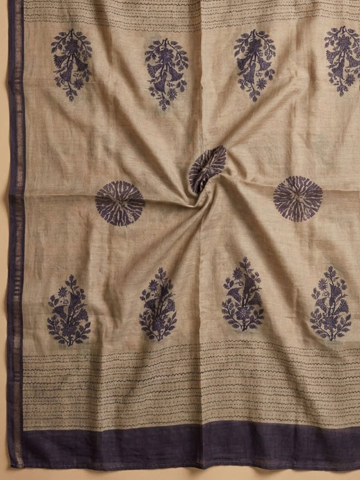 Purple Chanderi Embroidered Unstitched Dress Material
