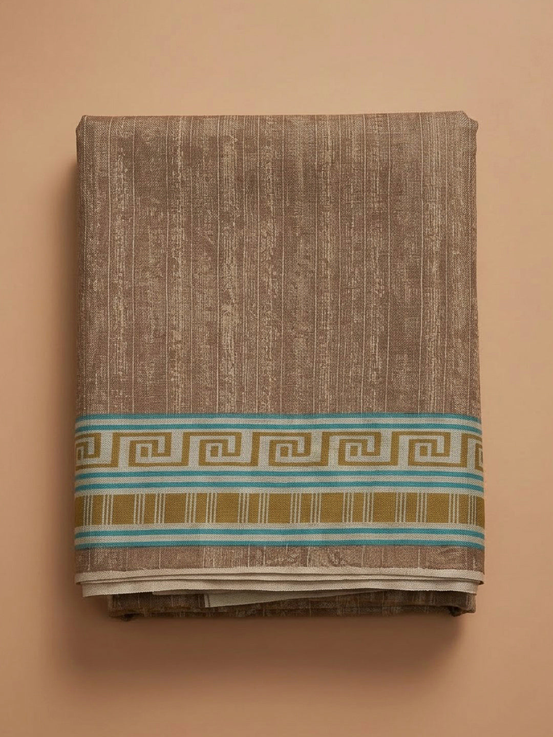 Beige Art Silk Printed Unstitched Dress Material