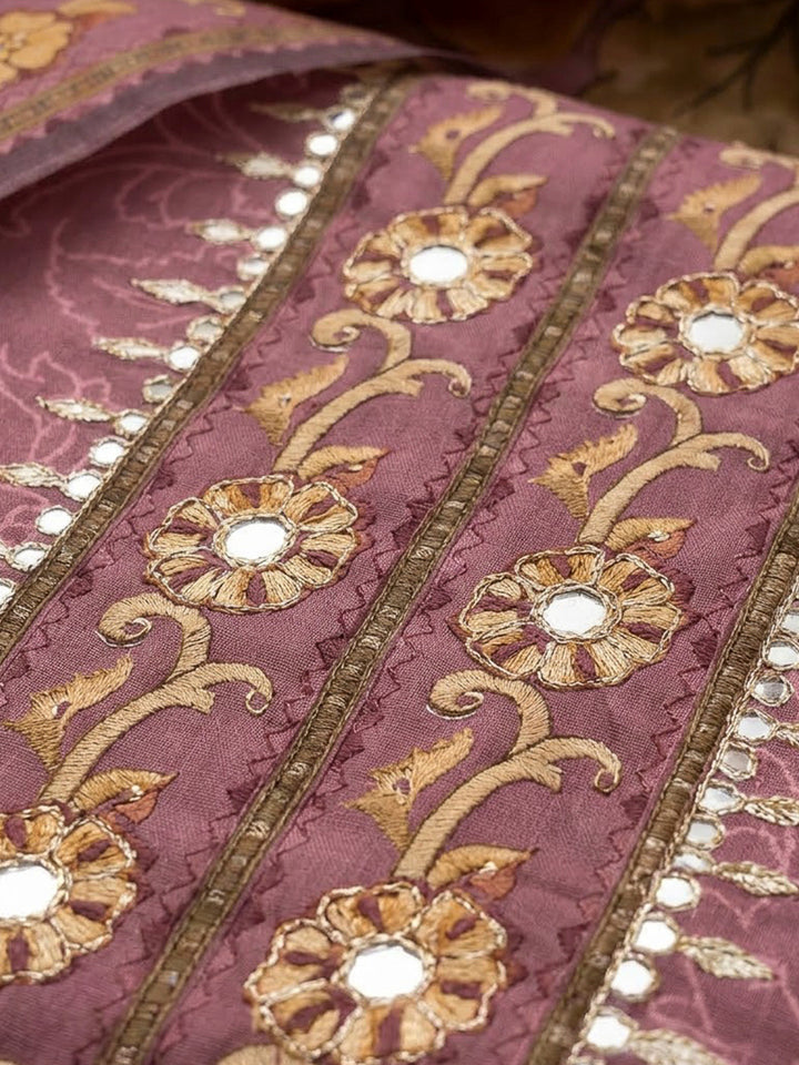 Onion Pink Art Silk Printed Unstitched Dress Material