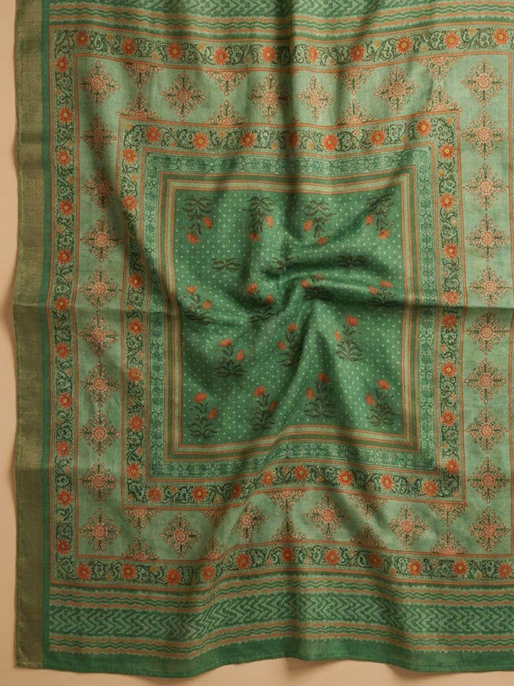 Aqua Green Art Silk Embroidered Unstitched Dress Material