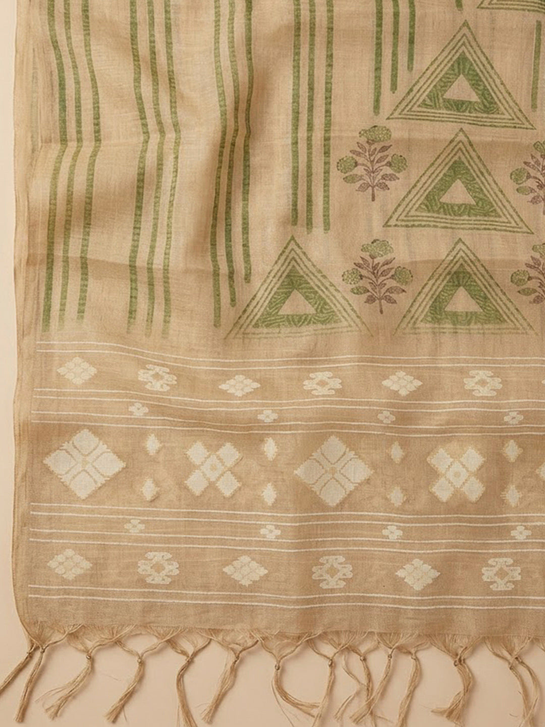 Mehndi Chanderi Printed Unstitched Dress Material