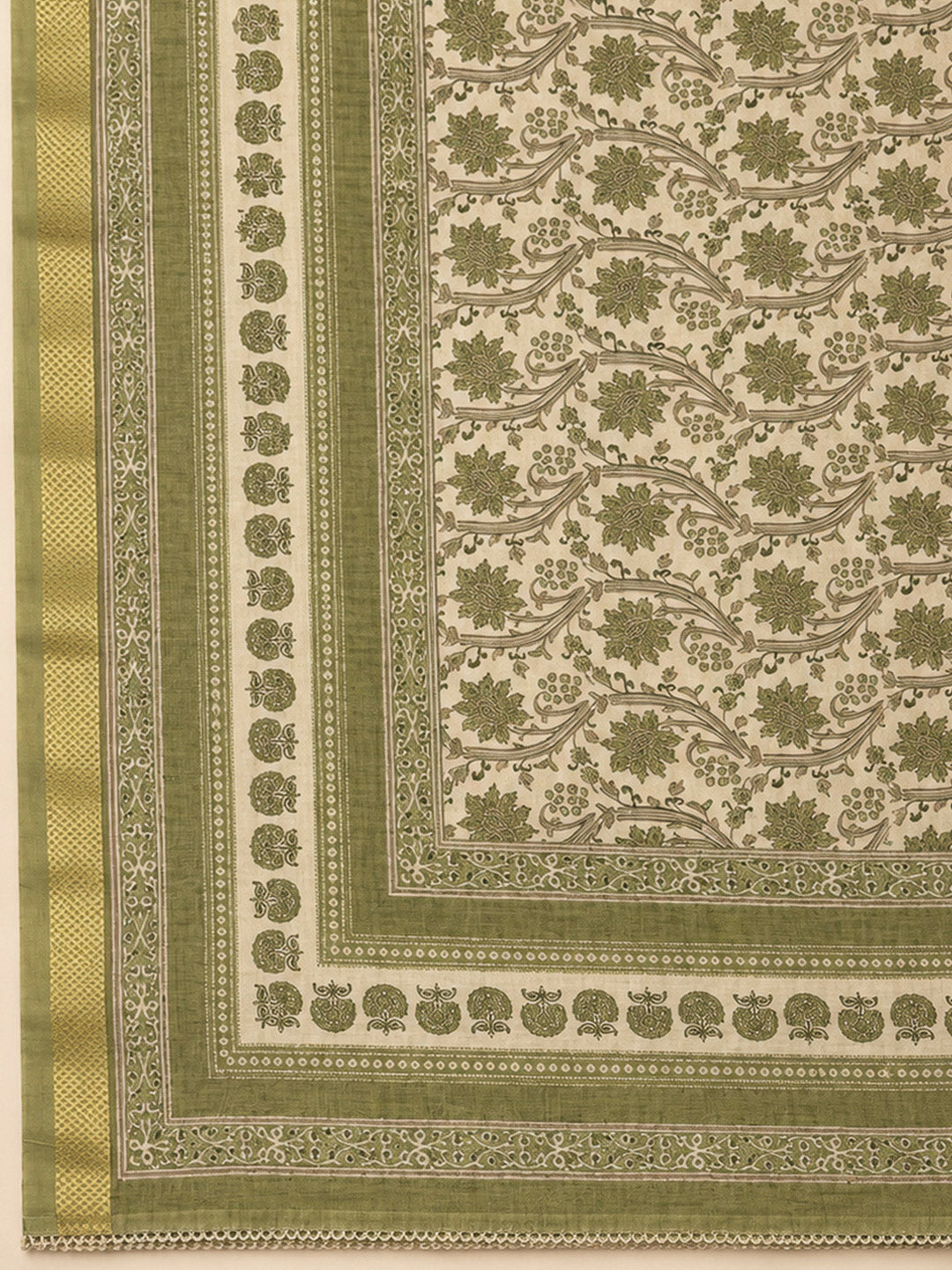 Mehndi Chanderi Printed Unstitched Dress Material