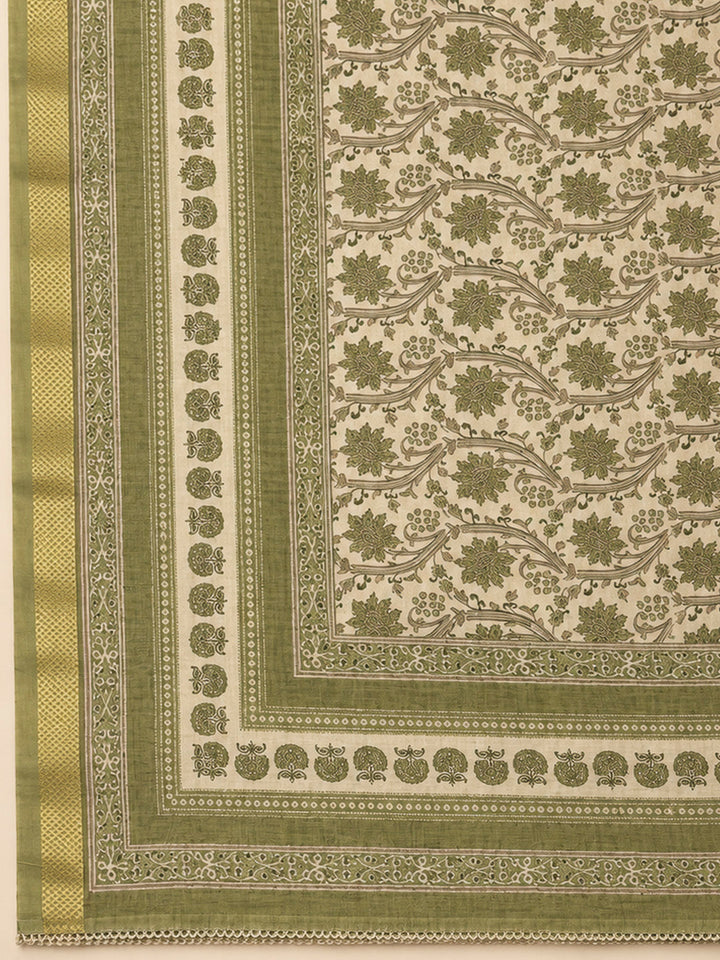 Mehndi Chanderi Printed Unstitched Dress Material
