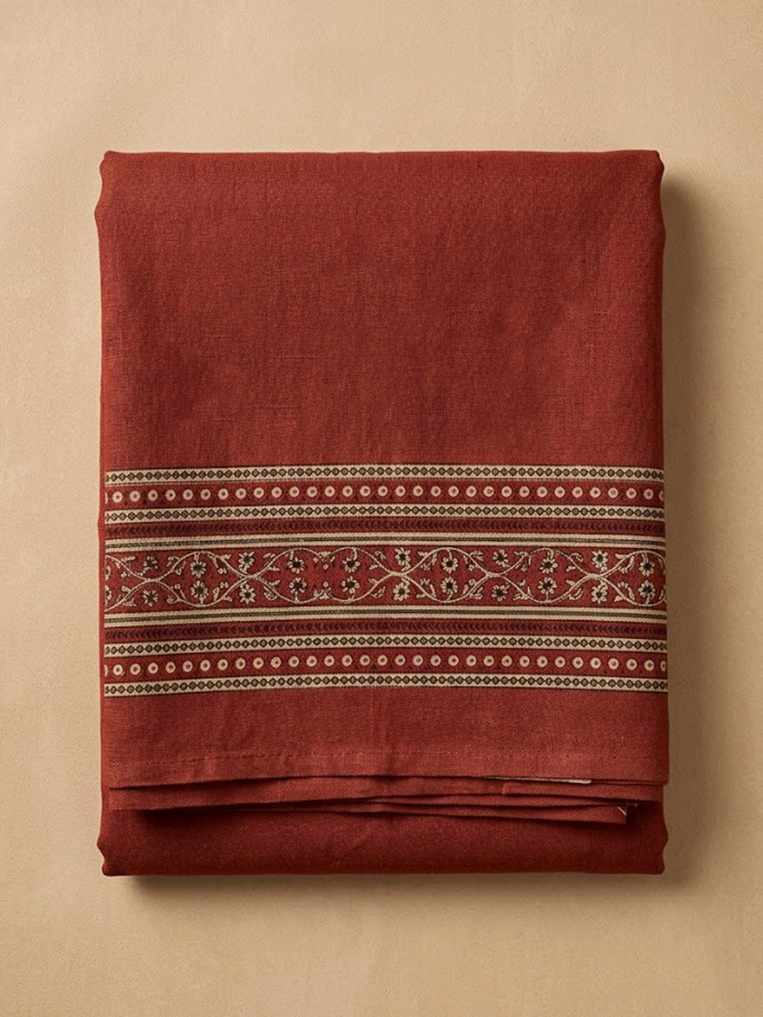 Rust Chanderi Printed Unstitched Dress Material