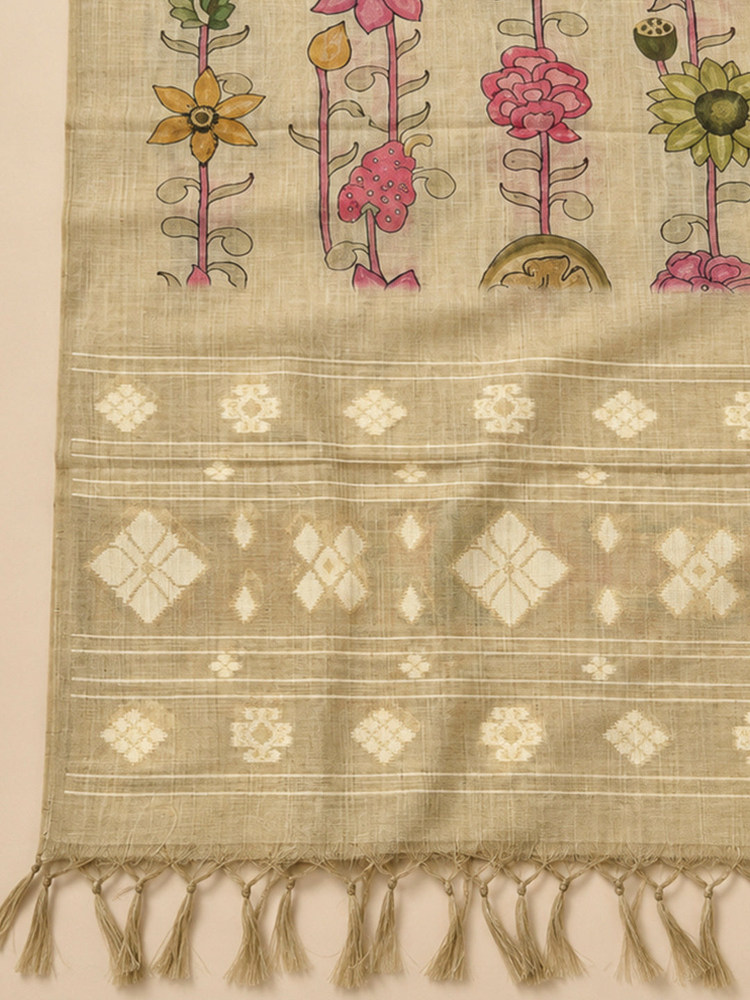 Pink Chanderi Embroidered Unstitched Dress Material