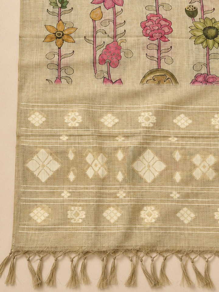 Pink Chanderi Embroidered Unstitched Dress Material