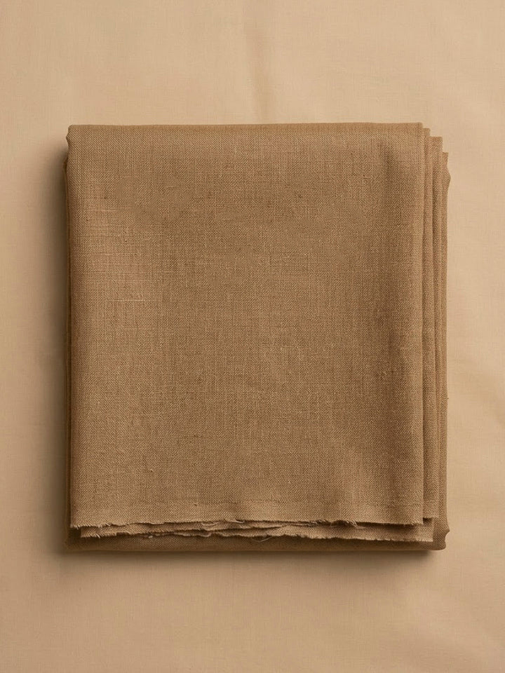 Beige Tussar Printed Unstitched Dress Material