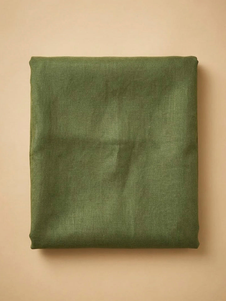 Green Tussar Embroidered Unstitched Dress Material
