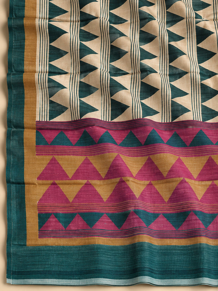 Onion Pink Tussar Printed Unstitched Dress Material