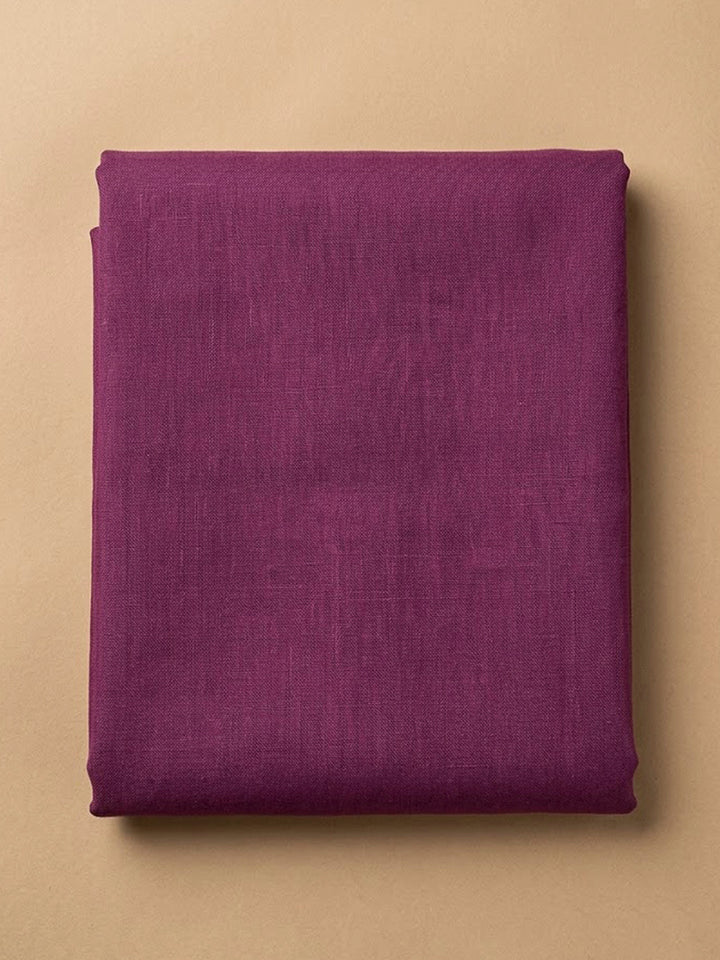 Purple Tussar Embroidered Unstitched Dress Material