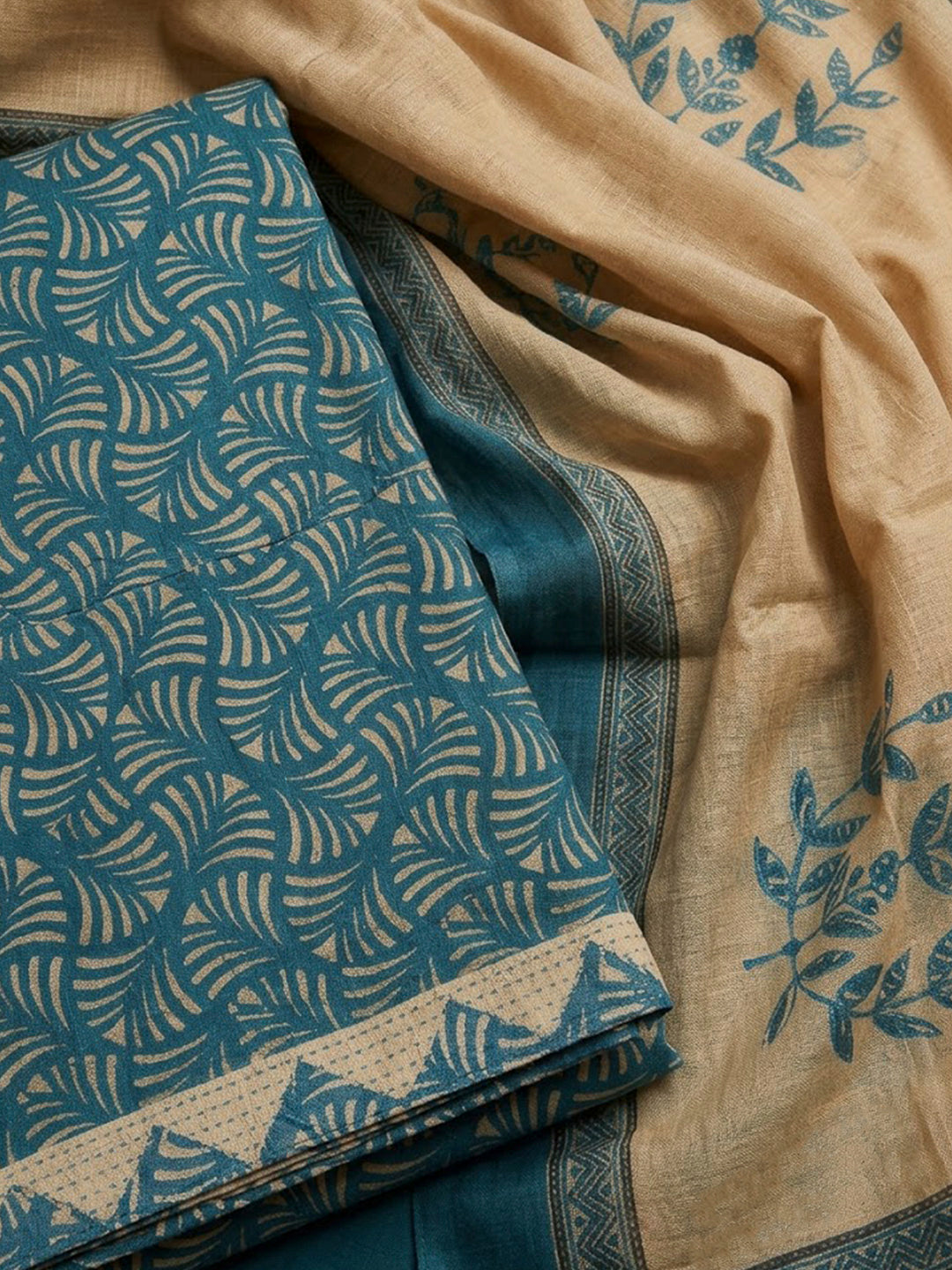 Firozee Tussar Printed Unstitched Dress Material