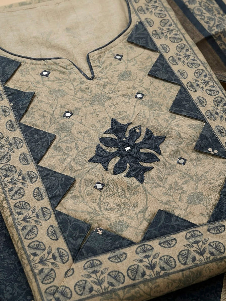 Grey Tissue Embroidered Unstitched Dress Material