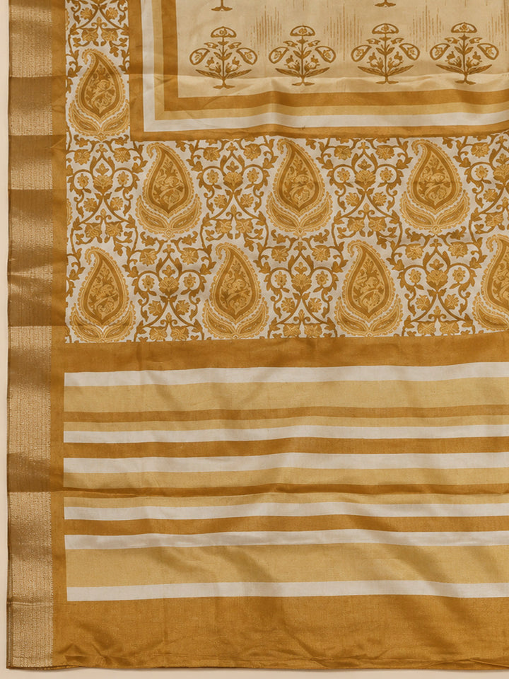 Mustard Tissue Embroidered Unstitched Dress Material