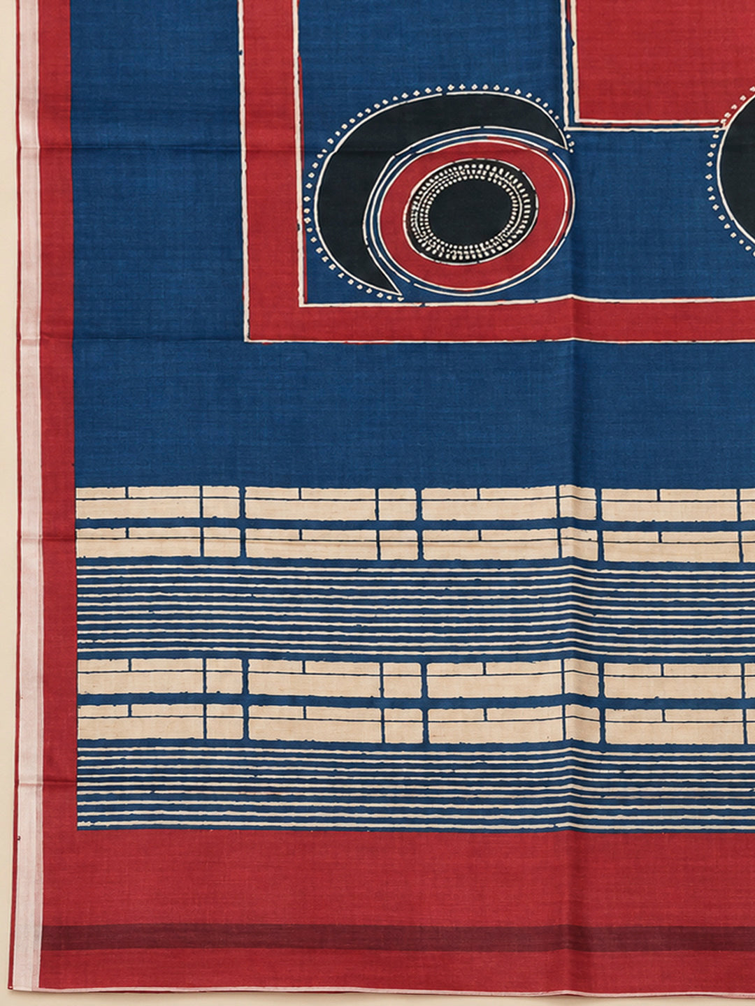 Blue Chanderi Printed Unstitched Dress Material