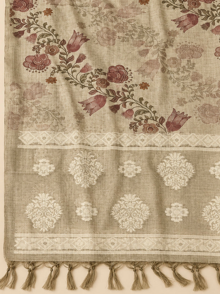 Onion Pink Chanderi Printed Unstitched Dress Material