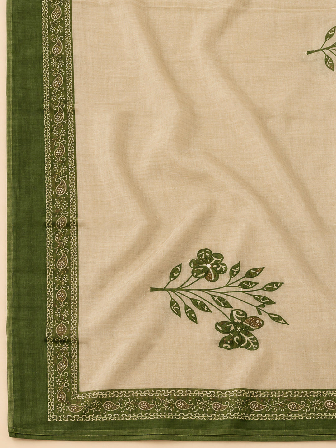 Mehndi Chanderi Printed Unstitched Dress Material