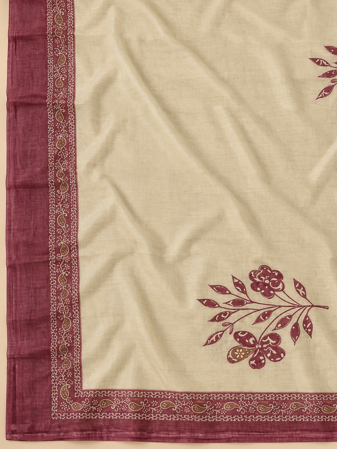 Onion Pink Chanderi Printed Unstitched Dress Material