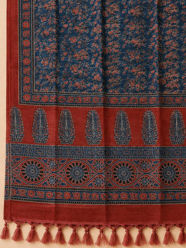 Off White Art Silk Embroidered Unstitched Dress Material