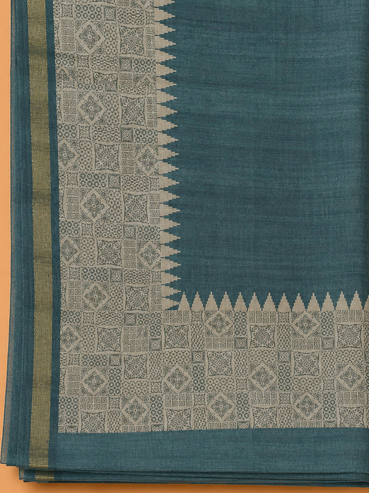 Blue Tissue Printed Unstitched Dress Material