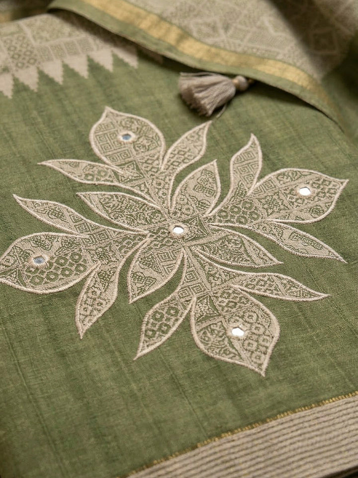 Mehndi Tissue Printed Unstitched Dress Material