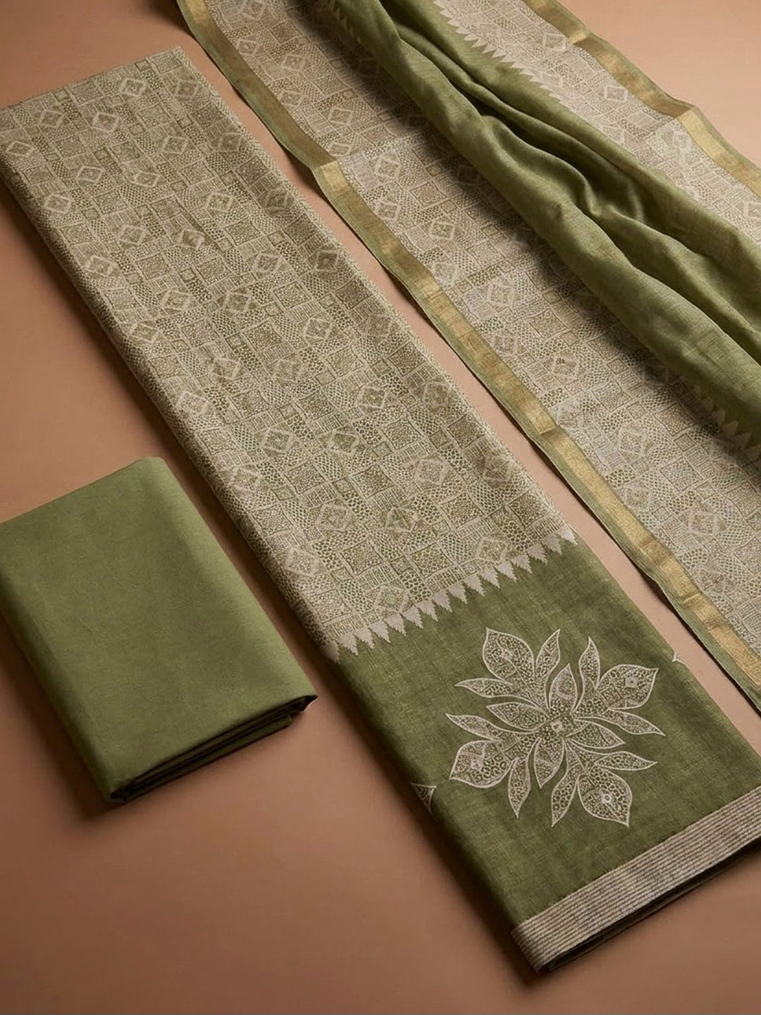Mehndi Tissue Printed Unstitched Dress Material