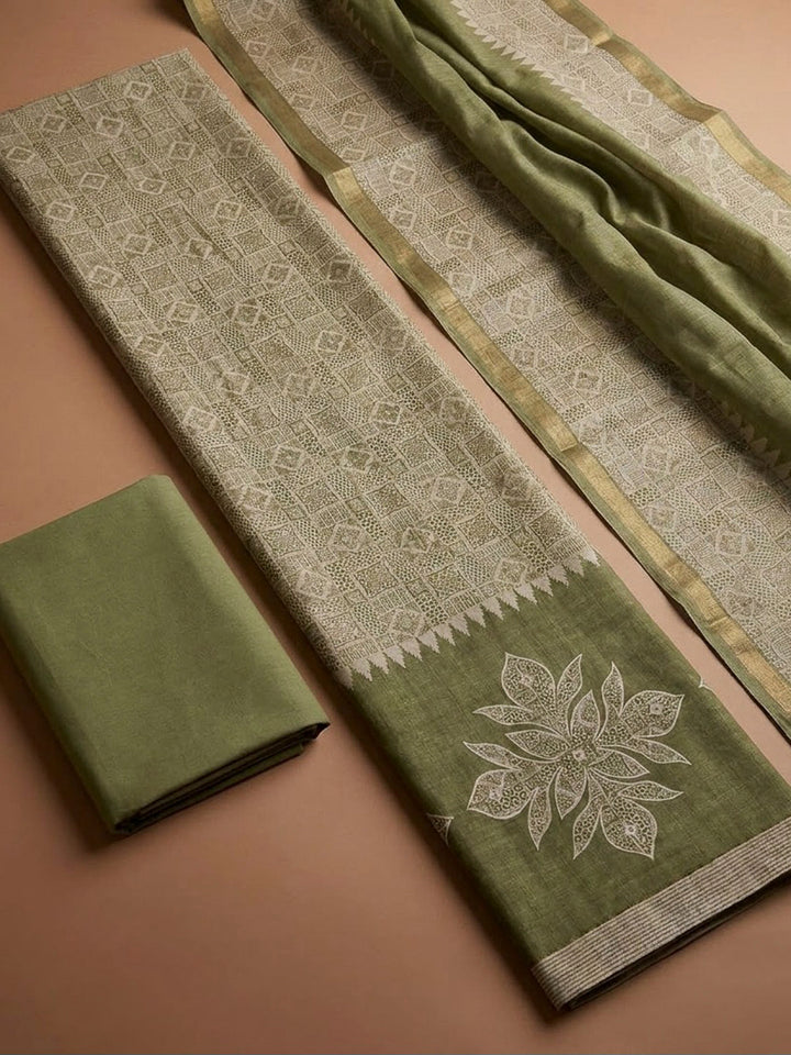 Mehndi Tissue Printed Unstitched Dress Material
