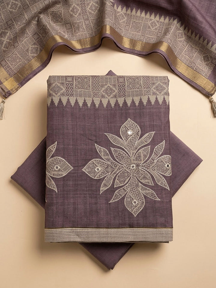 Purple Tissue Printed Unstitched Dress Material