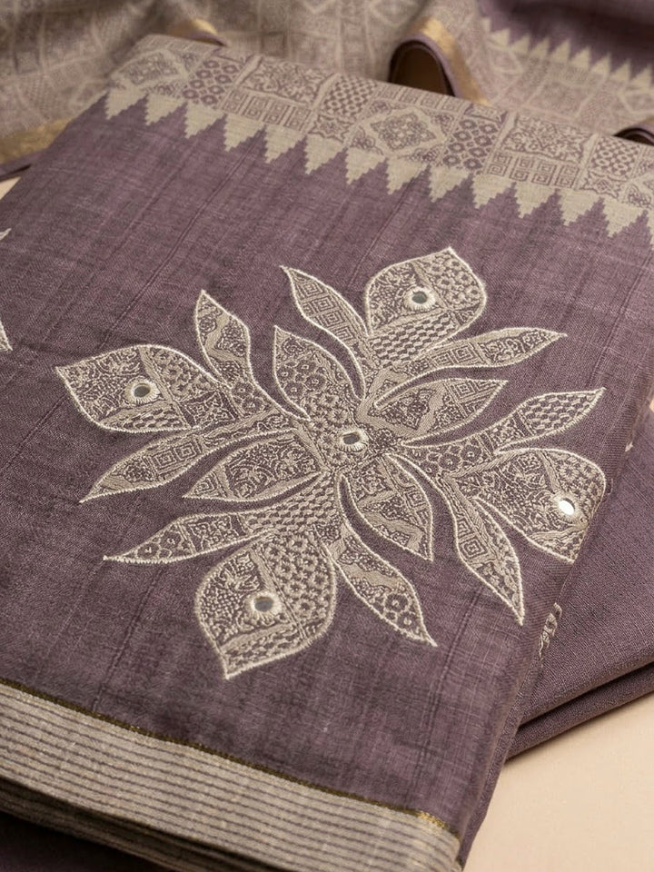 Purple Tissue Printed Unstitched Dress Material