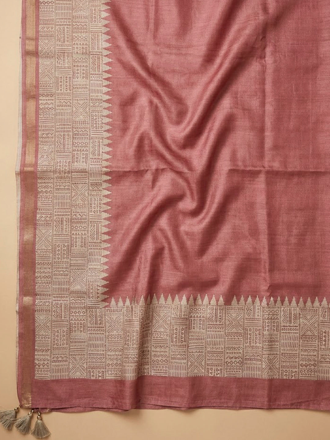 Onion Pink Art Silk Printed Unstitched Dress Material