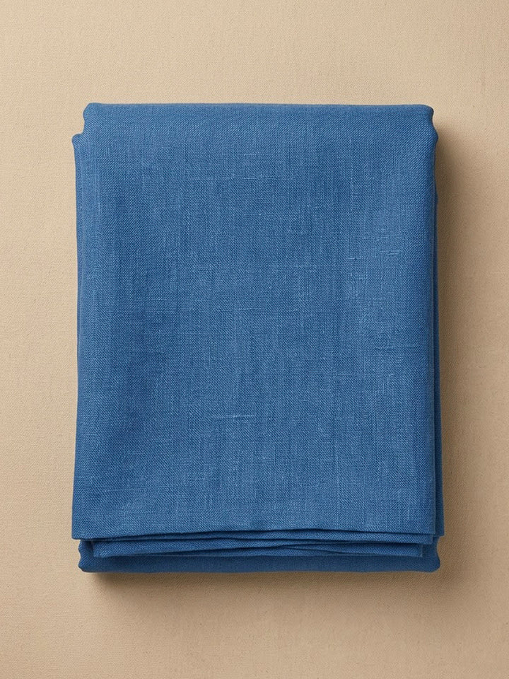 Blue Tussar Embroidered Unstitched Dress Material