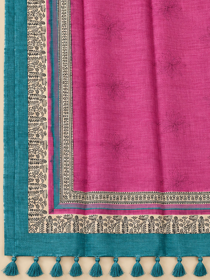 Blue Chanderi Embroidered Unstitched Dress Material