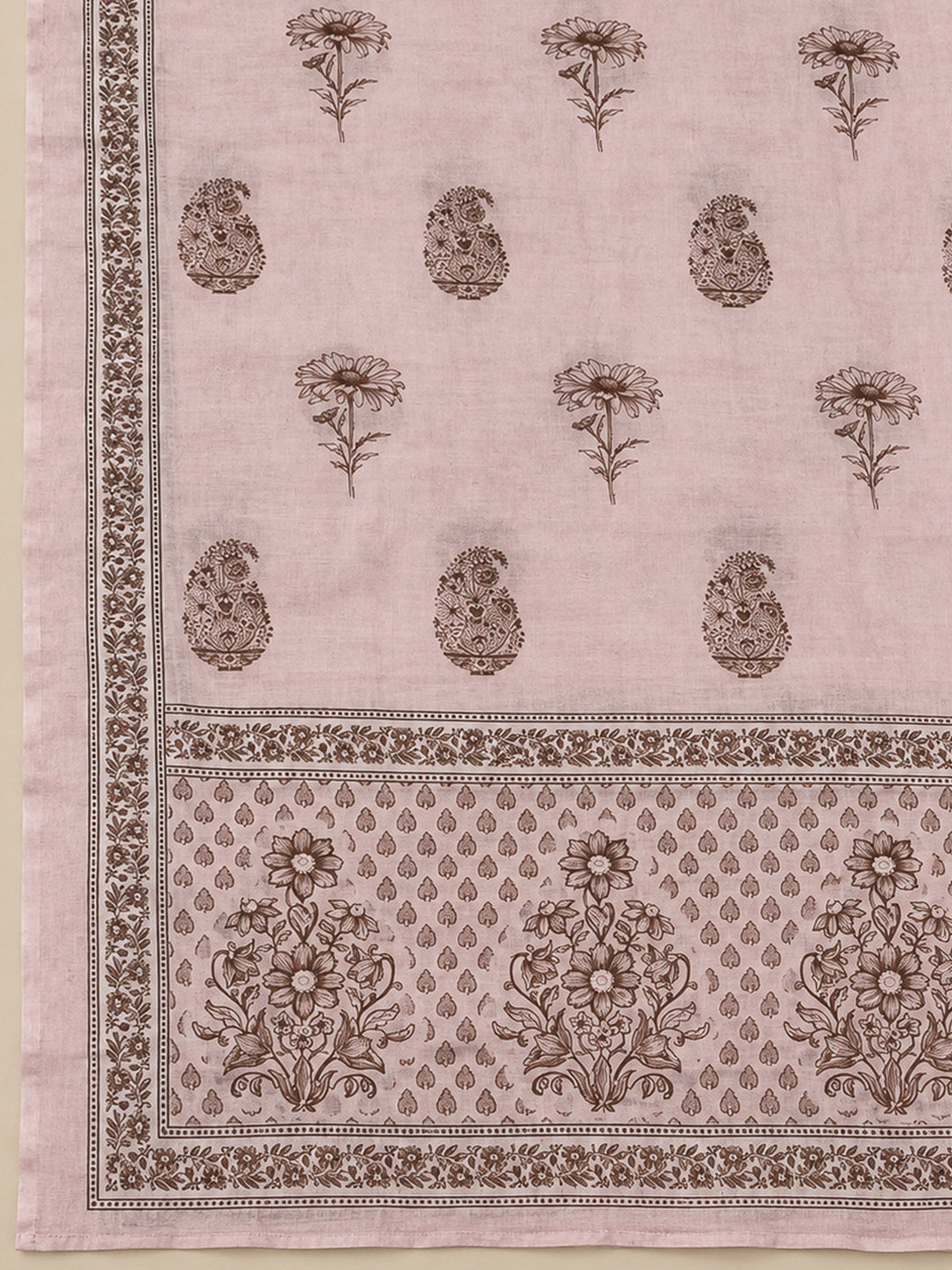 Peach Chanderi Embroidered Unstitched Dress Material