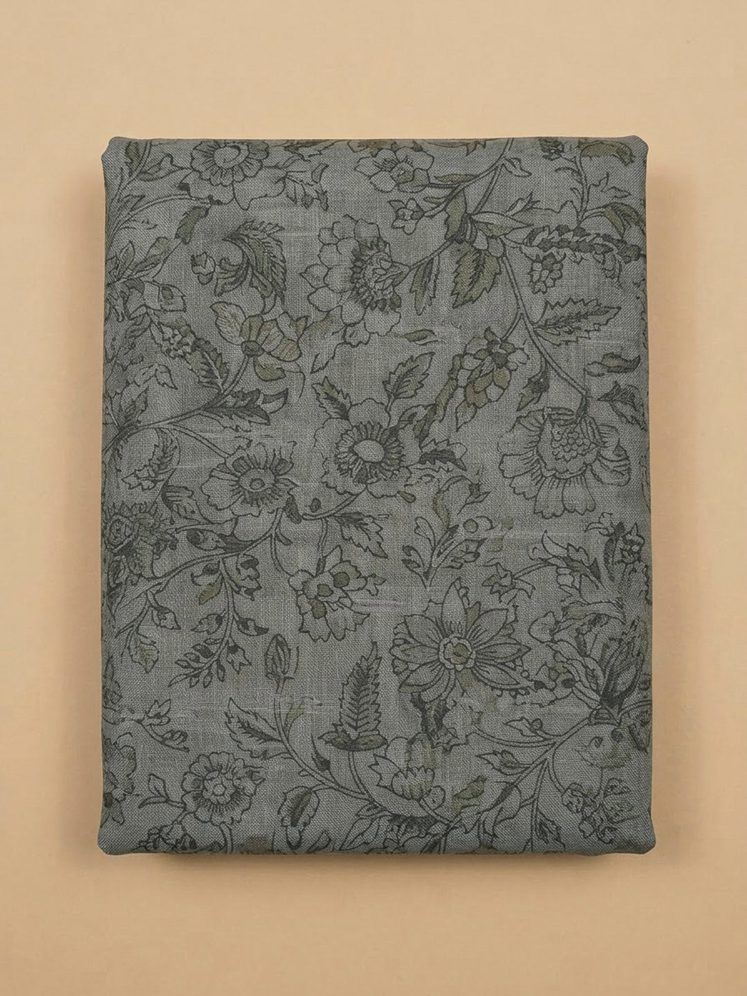 Grey Chanderi Printed Unstitched Dress Material