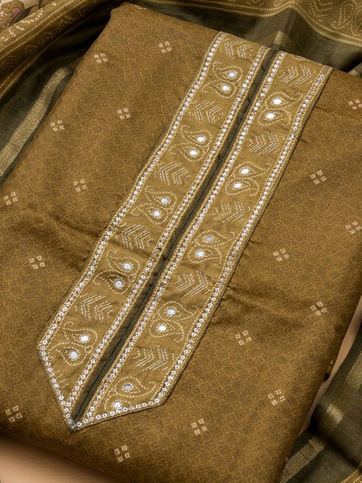 MehndiArt Silk Printed Unstitched Dress Material