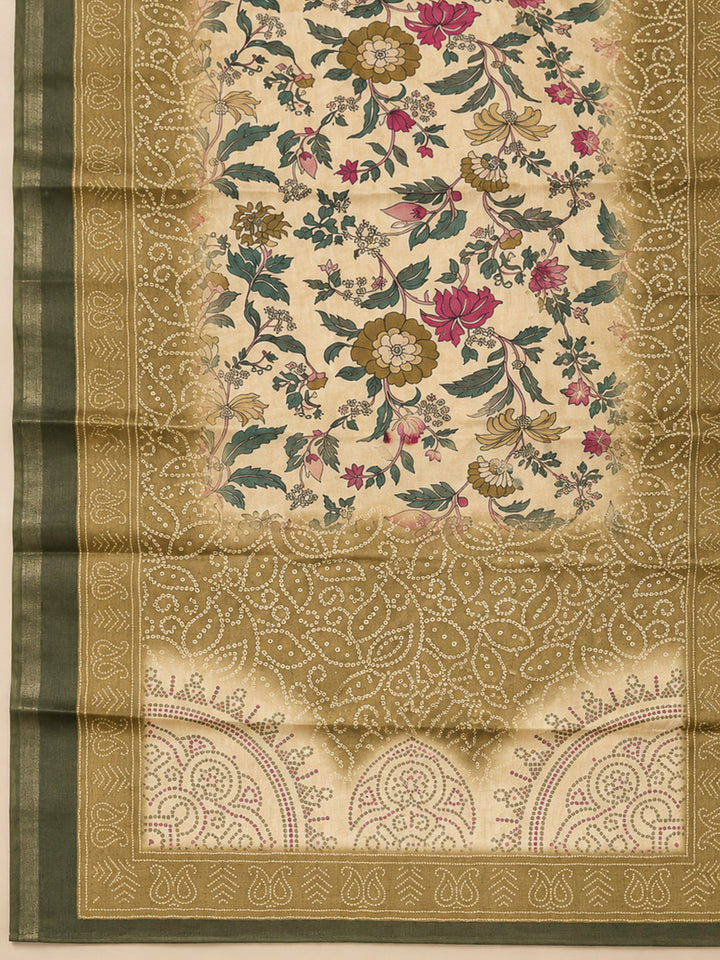 MehndiArt Silk Printed Unstitched Dress Material