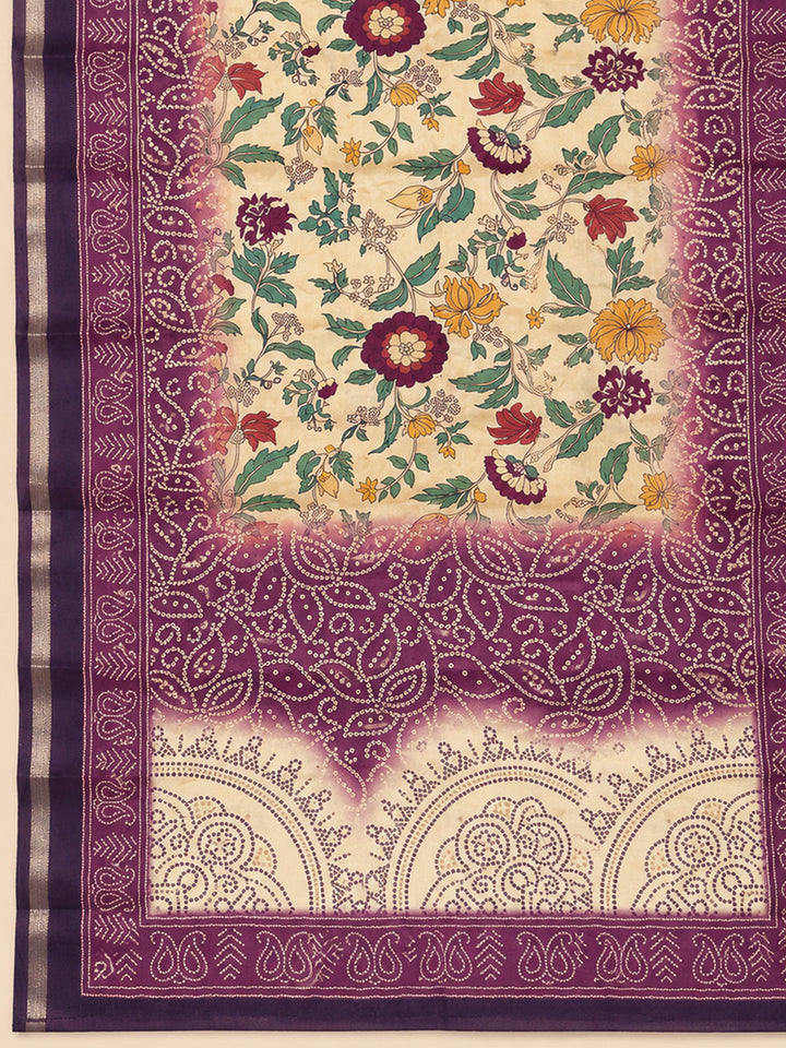 PurpleArt Silk Printed Unstitched Dress Material