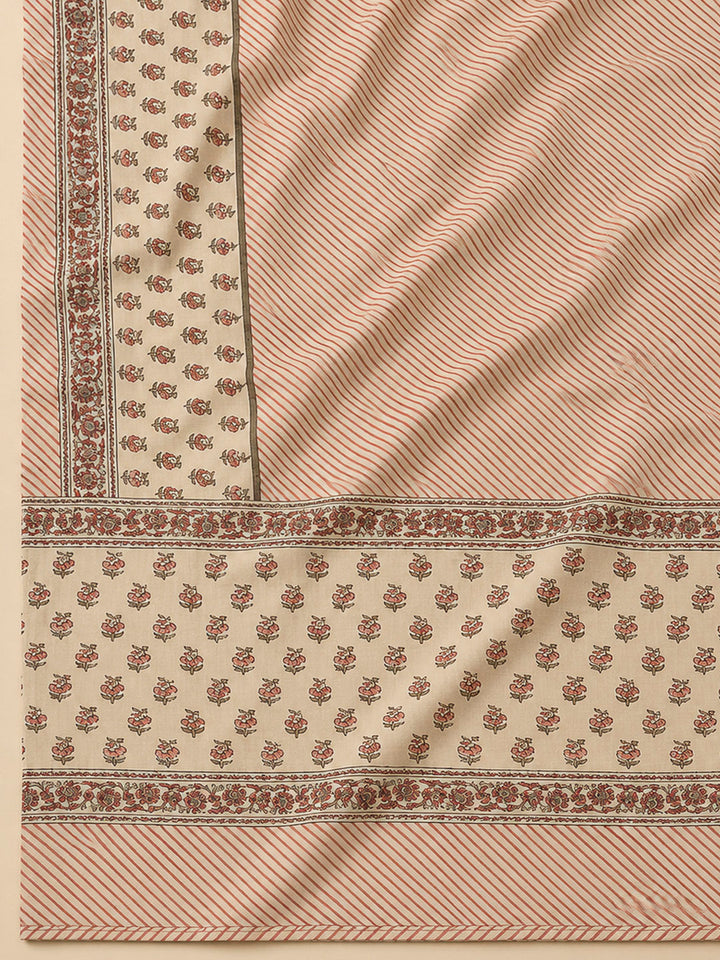 Rust Tussar Printed Unstitched Dress Material