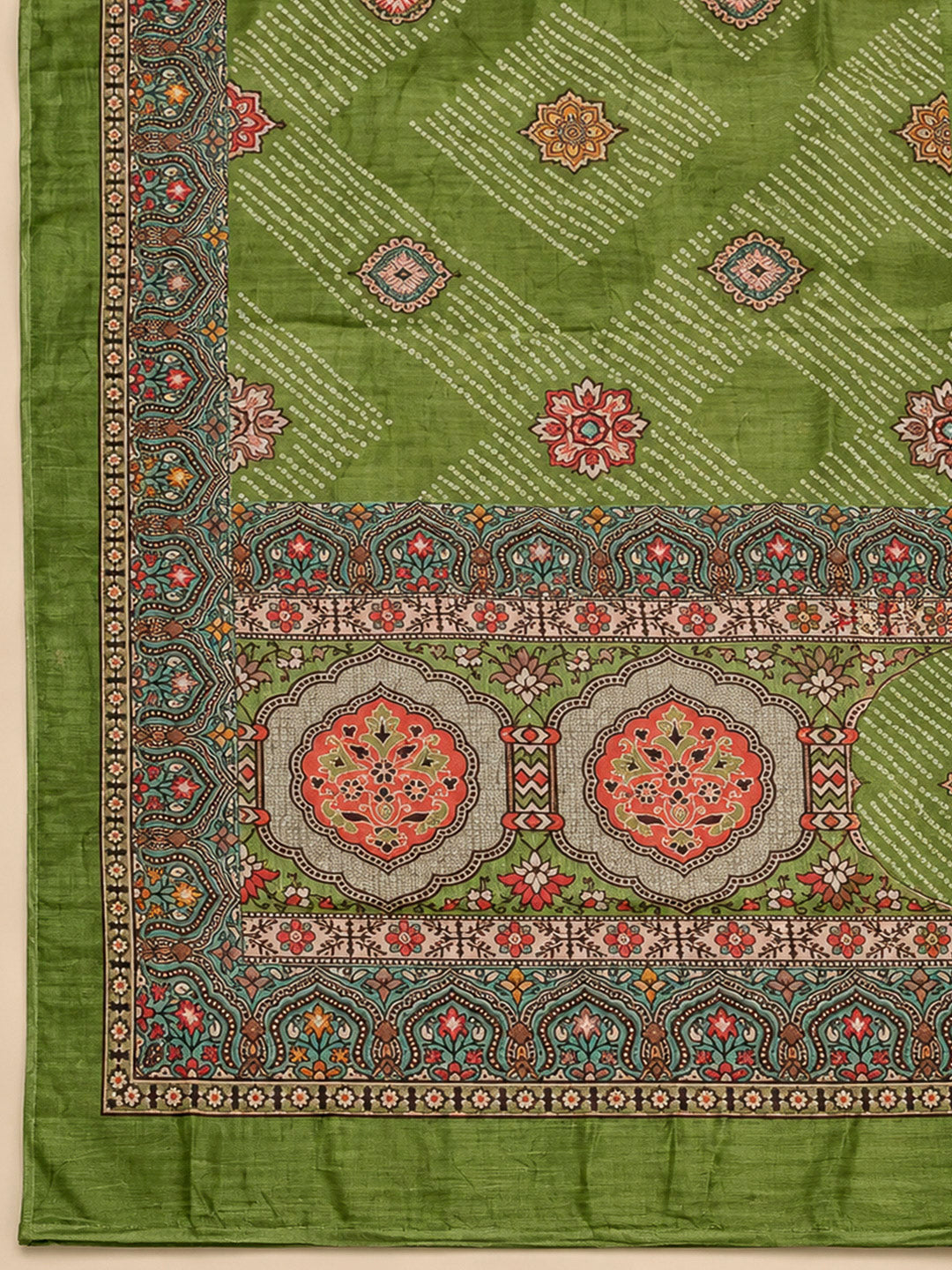 Mehndi Tissue Embroidered Unstitched Dress Material