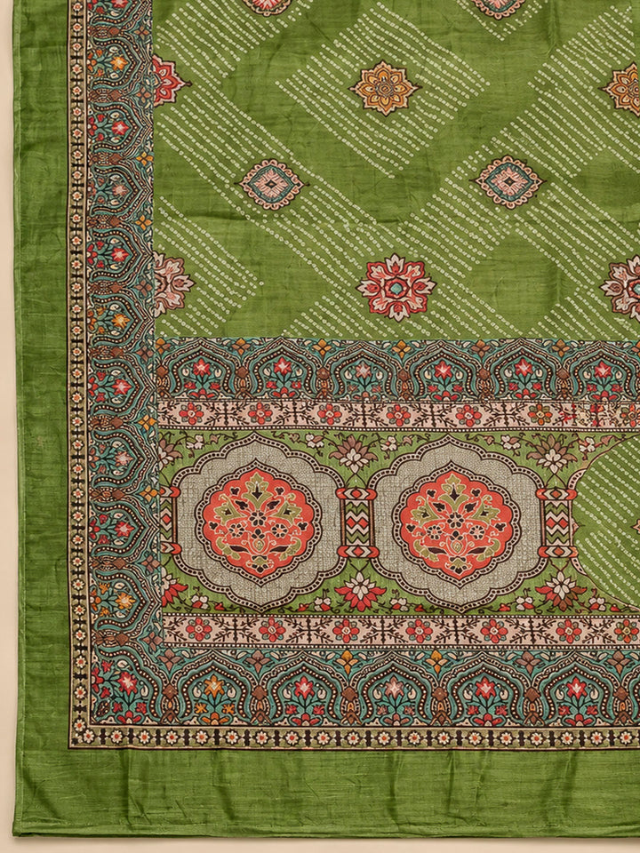Mehndi Tissue Embroidered Unstitched Dress Material