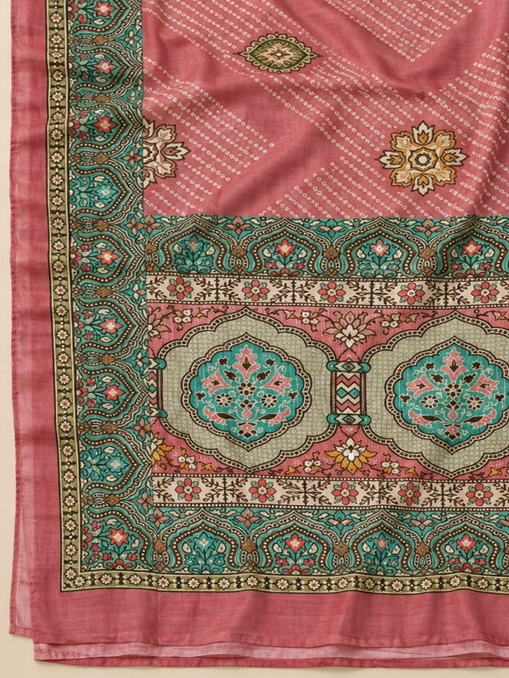 Onion Pink Tissue Embroidered Unstitched Dress Material