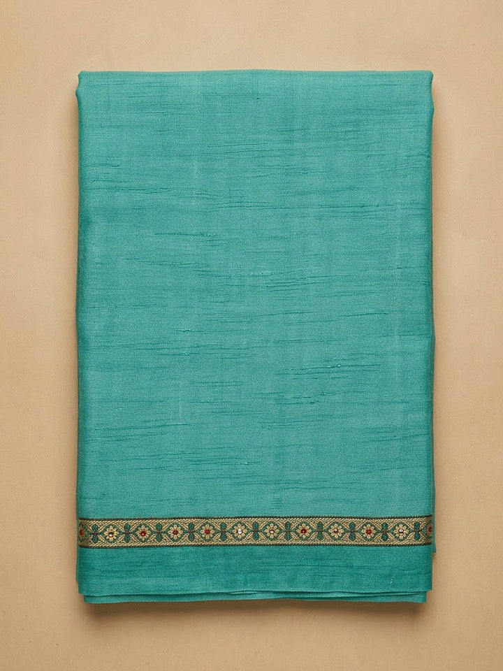 Rama Green Tissue Embroidered Unstitched Dress Material