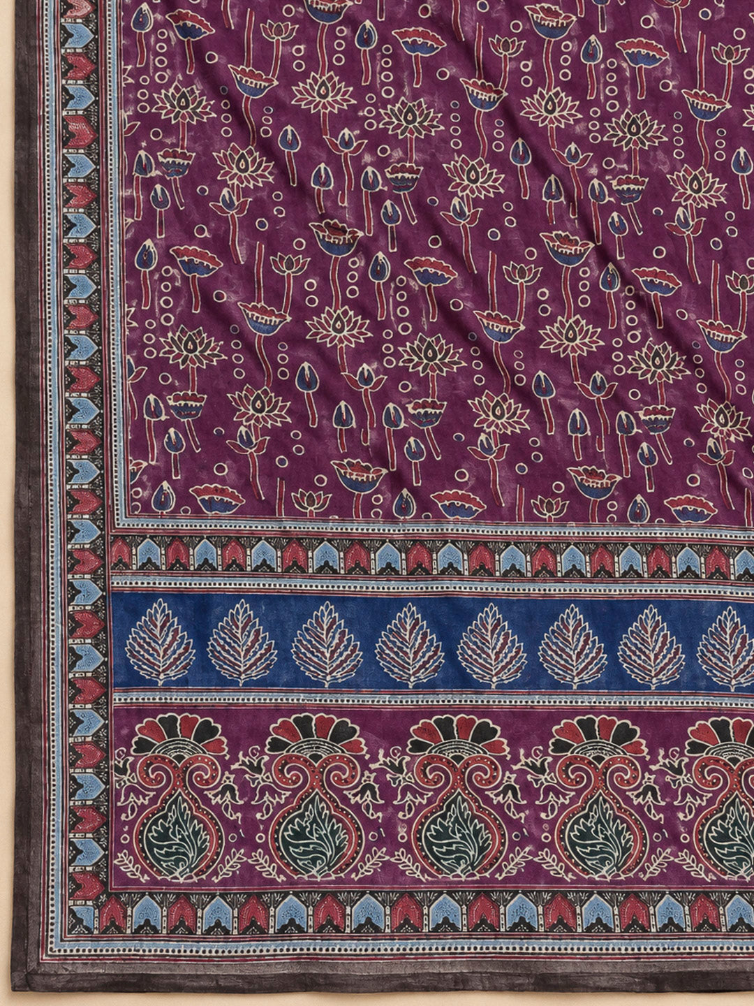 Purple Chanderi Printed Unstitched Dress Material