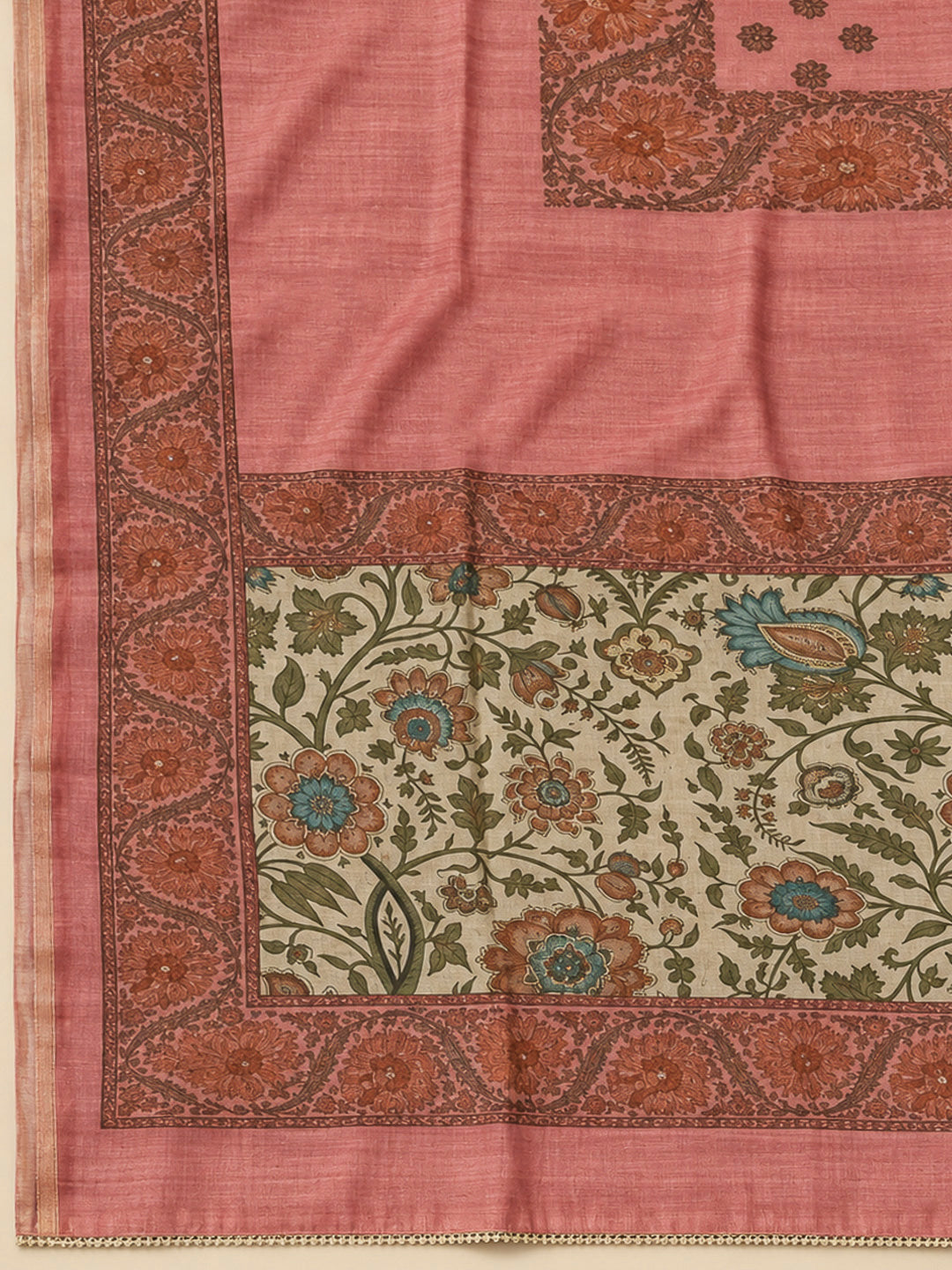 Onion Pink Chanderi Embroidered Unstitched Dress Material