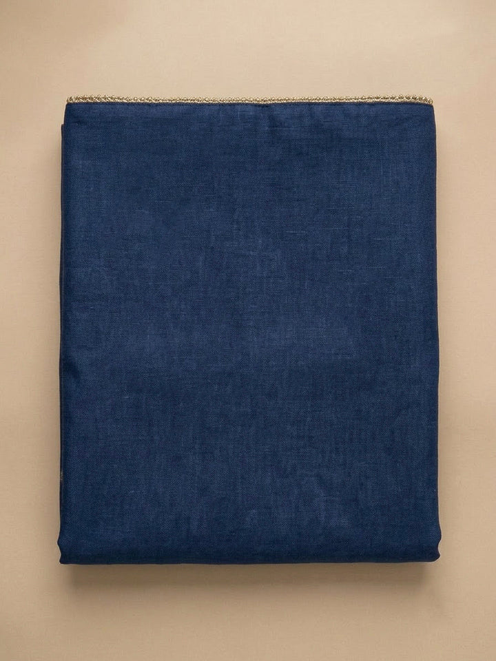 Blue Chanderi Printed Unstitched Dress Material